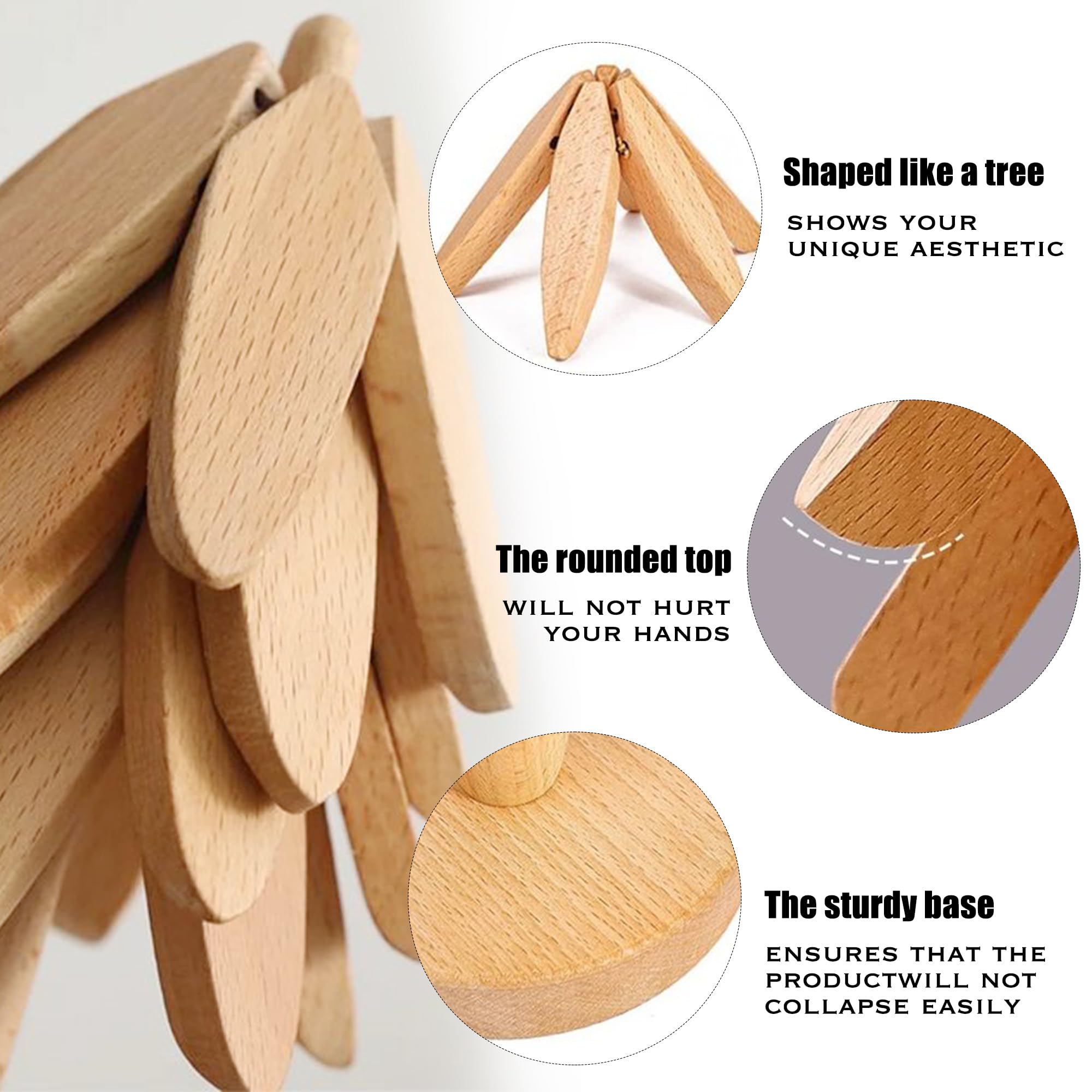 Wooden Trivets for Hot Dishes,Tree Coasters,Decorative Wood Trivet Set,Hot Pads for Pots and Pans