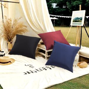 SUSIE'S GARDEN Outdoor Waterproof Throw Pillow Covers 18x18 Set of 2 Decorative Black Patio Furniture Cushion Covers Outside Decor for Couch Garden Bench Tent Balcony Sofa