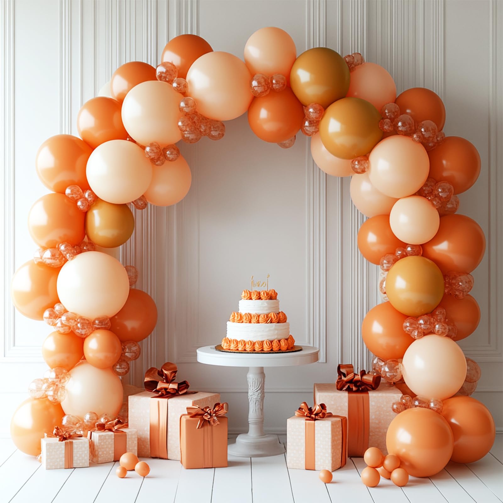 Bezente Thanksgiving Balloons Arch Kit, 111Pcs Orange Latex Balloons Fall Balloon Arch Kit for Fall Little Cutie Baby Shower, Friendsgiving, Birthday,Pumpkin Theme Party Decoration