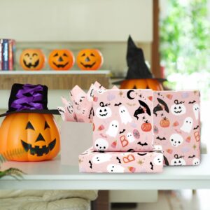 JarThenaAMCS 100 Sheets Halloween Tissue Paper Pink Pumpkin Ghost Boo Gift Wrapping Paper for DIY Art Crafts Birthday Holiday Baby Shower, 14 x 20 Inch