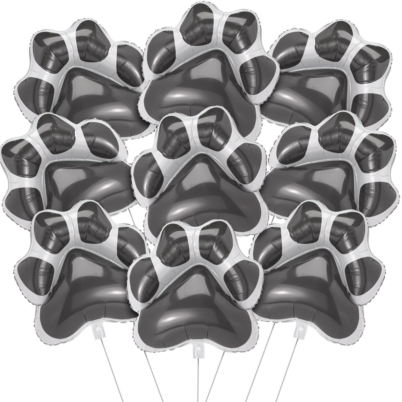 Hungdao 9 Pcs 28 x 26 Inch Dog Paw Balloons Paw Print Foil Balloons Large Puppy Birthday Party Supplies Balloons for Baby Shower Pets Dog Themed Party Decorations (Grey)