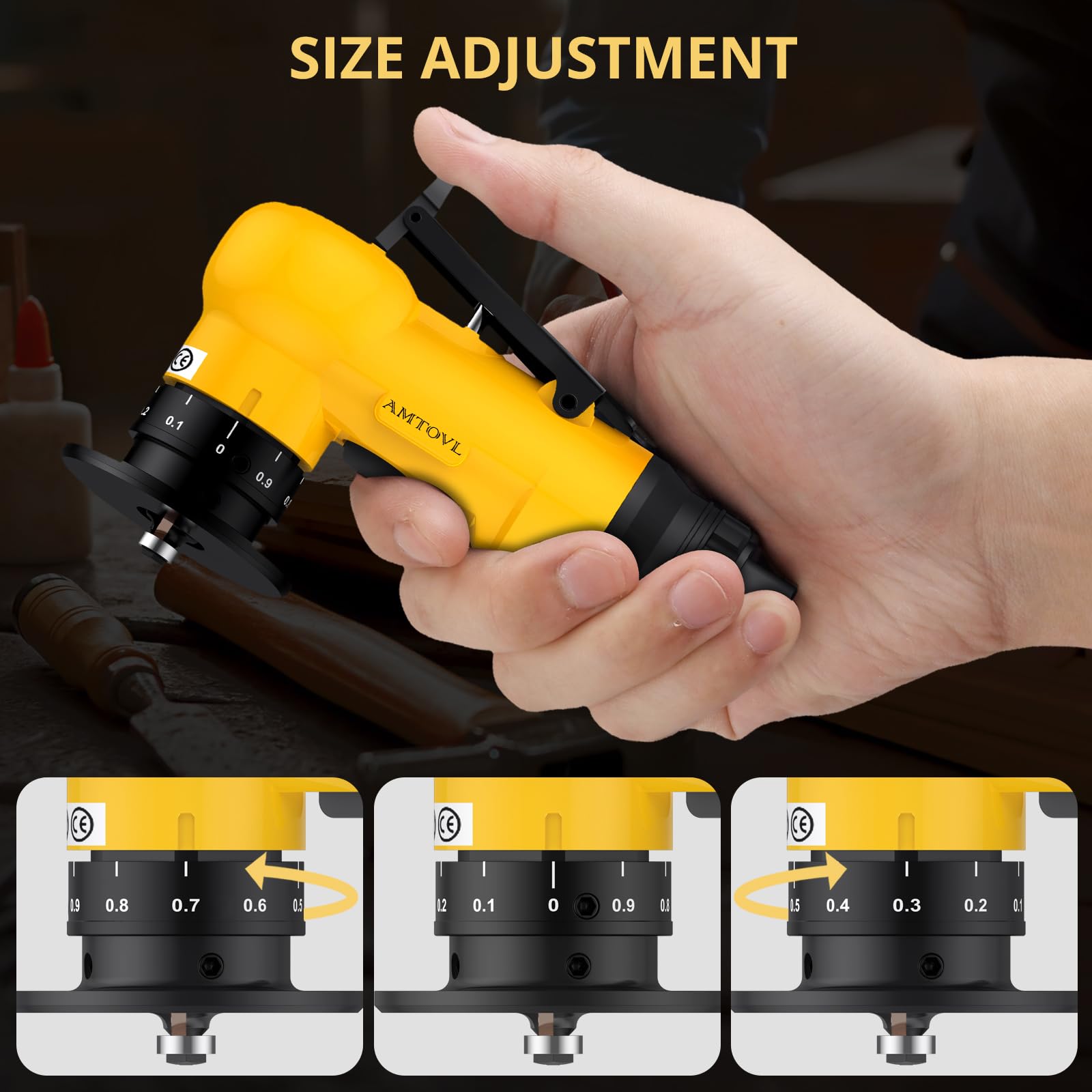 AMTOVL Air Chamfer Tool, Mini Pneumatic Chamfering Machine, 30000 RPM Pneumatic Chamfering Tool, 45 Degree Air Beveling Machine with 1/4 Inch Air Inlet for Metal, Wood, Acrylic Deburring and Trimming