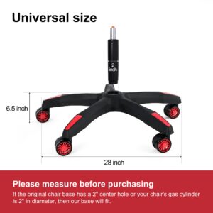 Frassie Gaming Chair Base Replacement with 5 Casters, Nylon Heavy Duty Desk Office Chair Wheel Base Part (Red)