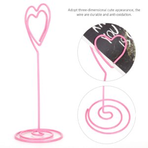 Jwthee 12PCS Table Number Holders, 4.1 Inch Place Card Holders, Photo Holders for Tables, Pink Love Heart Place Card Holder for Wedding Anniversary Birthday Party