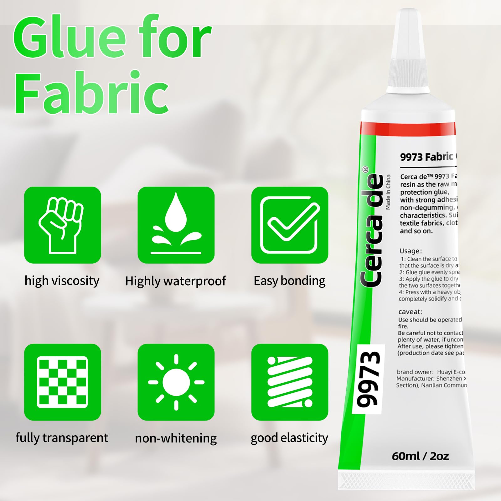 Cerca de Fabric Glue，Liquid Stitch Fabric Adhesive，Mighty mend it Fabric Glue, Strong, Waterproof Glue for Fabric Repair and Permanent Bonding, 2 oz.