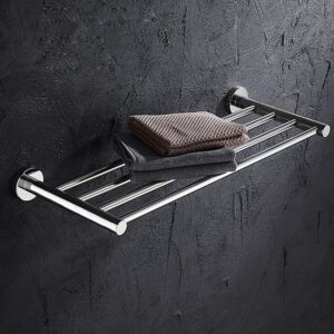 Bathroom Towel Rack, Hotel Style Towel Racks for Bathroom Wall Mounted, Modern Towel Bar Rack 23.6 Inch, 2-Tier Towel Shelves, Chrome