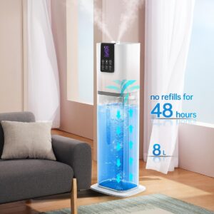 Smart Humidifiers for Bedroom Large Room,(8L) 2.1Gal Cool Mist Top Fill Diffuser Ambient Light, WIFI App & Remote Control, 3 Mist Modes, 12H Timer, 35dB Quiet Humidifier for Home Office Plant