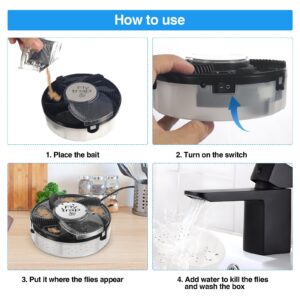 2024 Electric Fly Trap Pest Device Gnat Flying Insect Trap Automatic Indoor Fly Trap Pest Reject Control Catcher Insect Repellents Tools for Garden,Auto,Ranch,Rotate Resueable Catcher(1PCS)