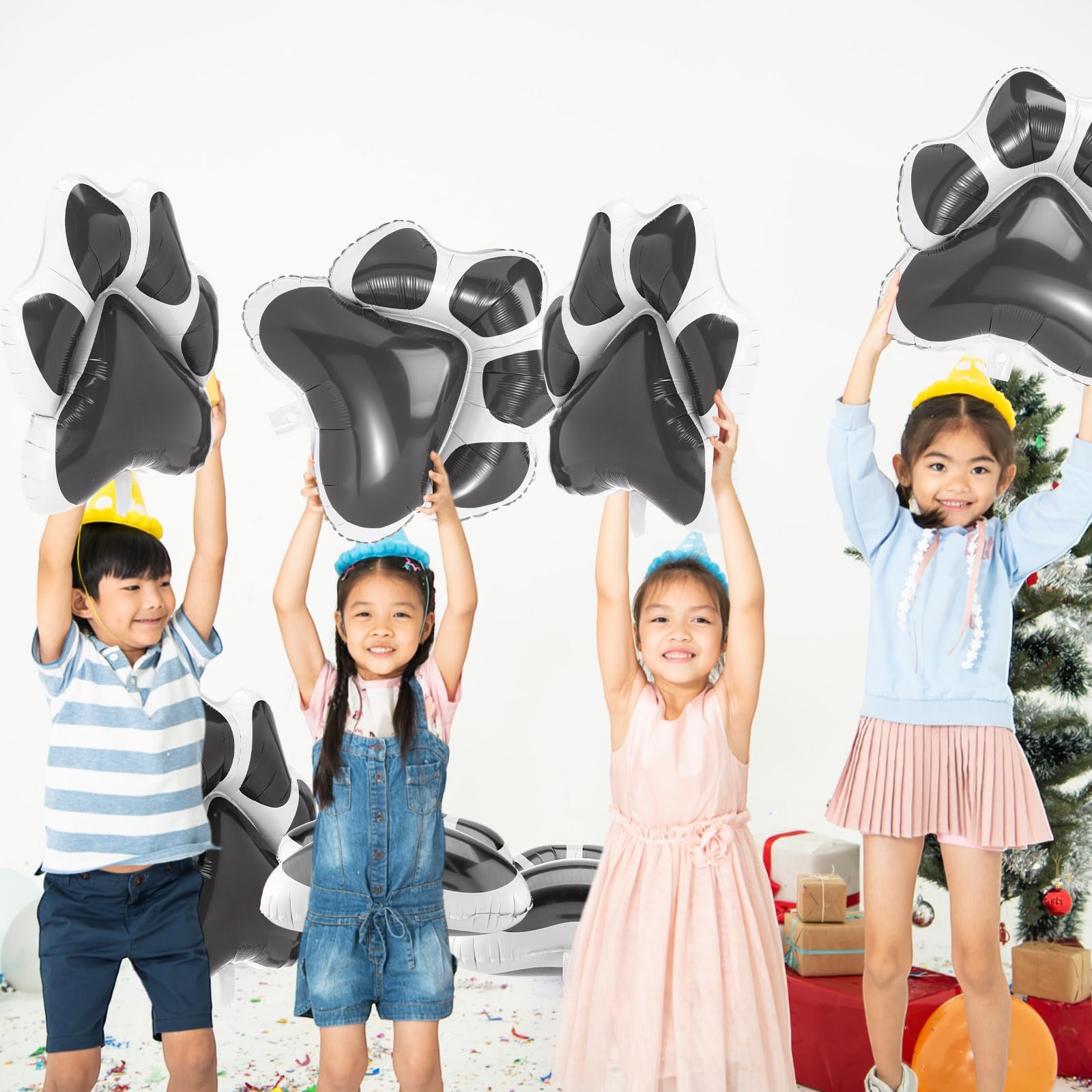 Hungdao 9 Pcs 28 x 26 Inch Dog Paw Balloons Paw Print Foil Balloons Large Puppy Birthday Party Supplies Balloons for Baby Shower Pets Dog Themed Party Decorations (Grey)