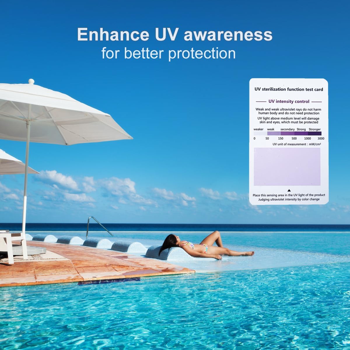 3-Pack UV Test Cards - Premium PVC UV-C Detection Cards with UVB/UVC Testing Stickers for Ultraviolet Radiation Monitoring