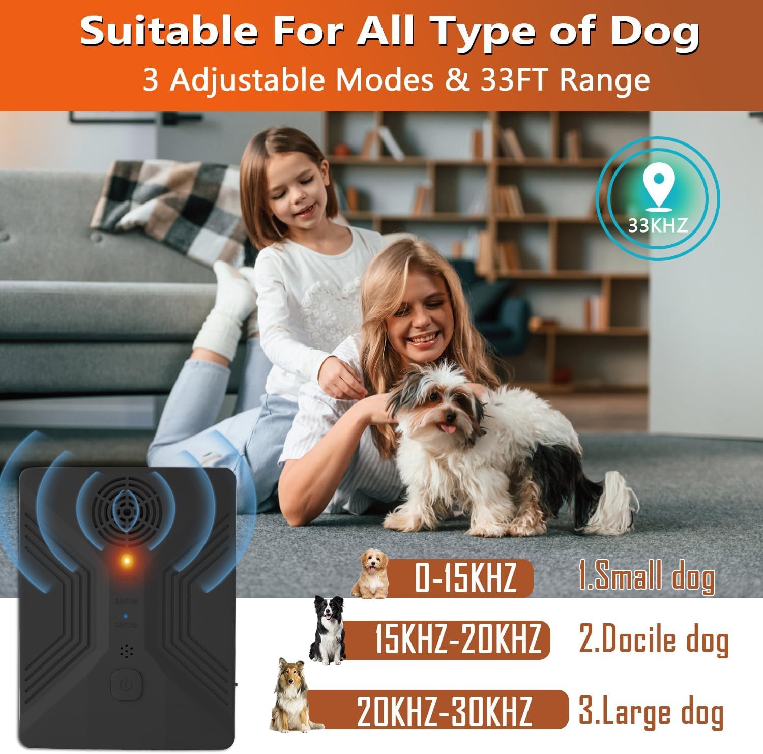 Anti Barking Device, Ultrasonic Dog Bark Deterrent Devices, Rechargeable Dog Barking Control Devices, Dog Barking Silencer with 3 Modes, Bark Box for Indoor & Outdoor Use