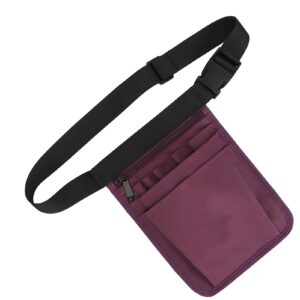 Nurse Utility Waist Organizer, Nylon Multi,Functional Large Capacity Fanny Pack for Medical Professionals, Ideal for Stethoscopes, Scissors, and More, Black (Purple)