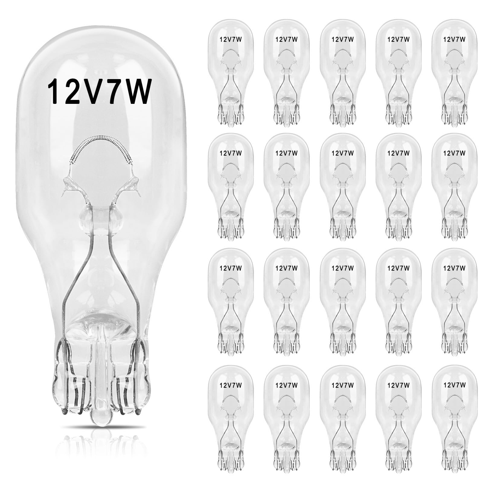 JIOTAR 20 Pcs-7 Watt 12 Volt Landscape Light Bulbs/ T5 Low Voltage Lighting Bulbs Replacement Deck Light Bulbs, Wedge Base Low Voltage Bulb, Cabinet and Automotive Light Bulbs