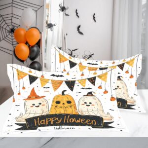 DiuuDi Halloween Duvet Cover King Size 3D Printed White Background Duvet Cover Set Halloween Pumpkin Ghost Spider Web Festival Gift Comforter Cover Cozy Quilt Cover with 2 Pillowcases