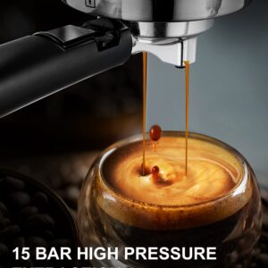 Ihomekee Espresso Machine Coffee Makers 15 Bar Cappuccino Machines with Milk Frother for Espresso/Cappuccino/Latte/Mocha (CM6927)