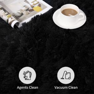 GarveeHome 9x12 Fluffy Rug Extra Large Plush Shag Area Rugs for Living Room, Soft Furry Fur Rugs for Bedroom Non Shedding Fuzzy Accent Rug Carpet Floor Covers for Home Decor, Black