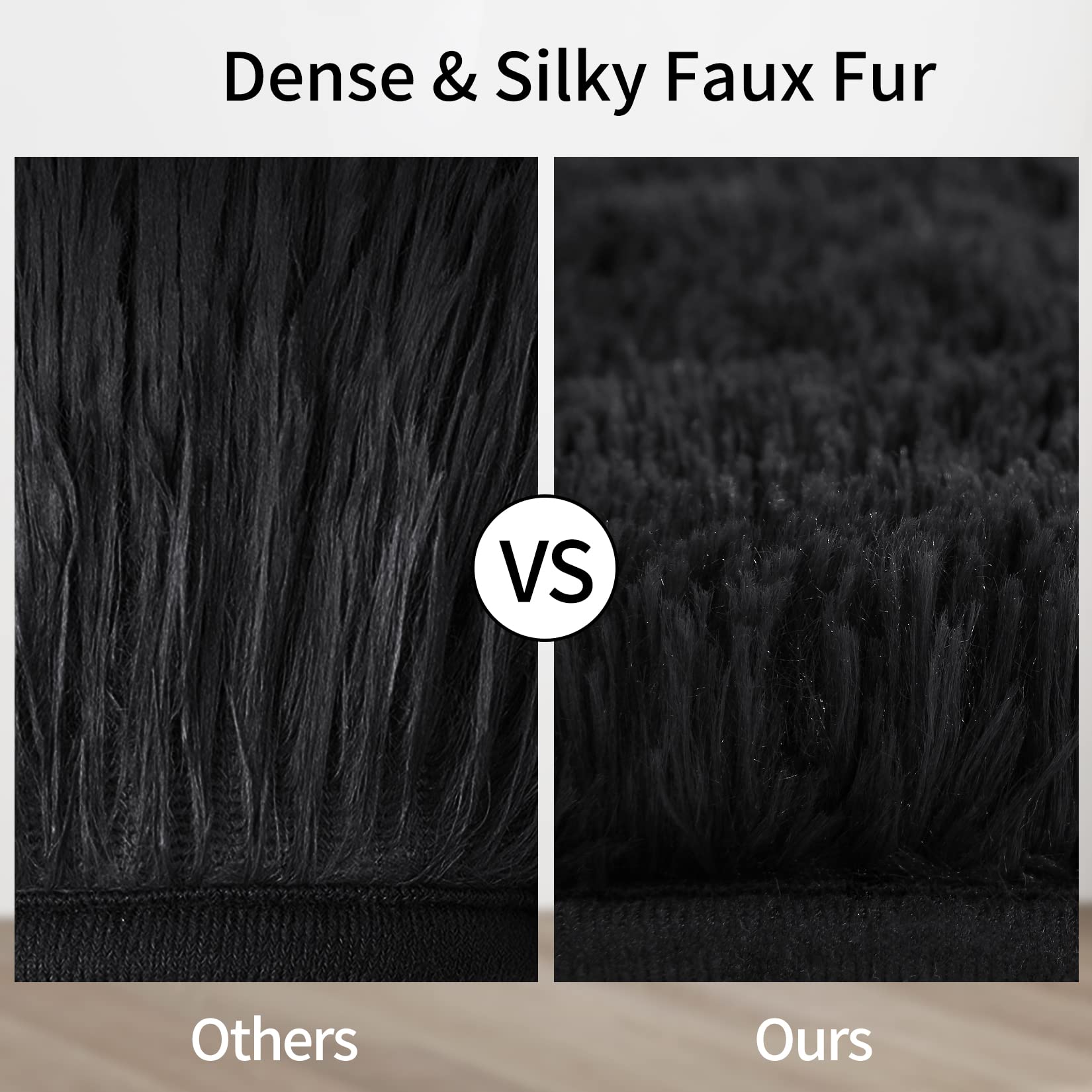 GarveeHome 9x12 Fluffy Rug Extra Large Plush Shag Area Rugs for Living Room, Soft Furry Fur Rugs for Bedroom Non Shedding Fuzzy Accent Rug Carpet Floor Covers for Home Decor, Black