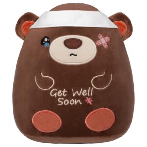 seaopop get well soon bear plush: cute soft teddy bear with bandage stuffed animal, feel better plushies toy, get well gifts for recovery kids women patient after surgery