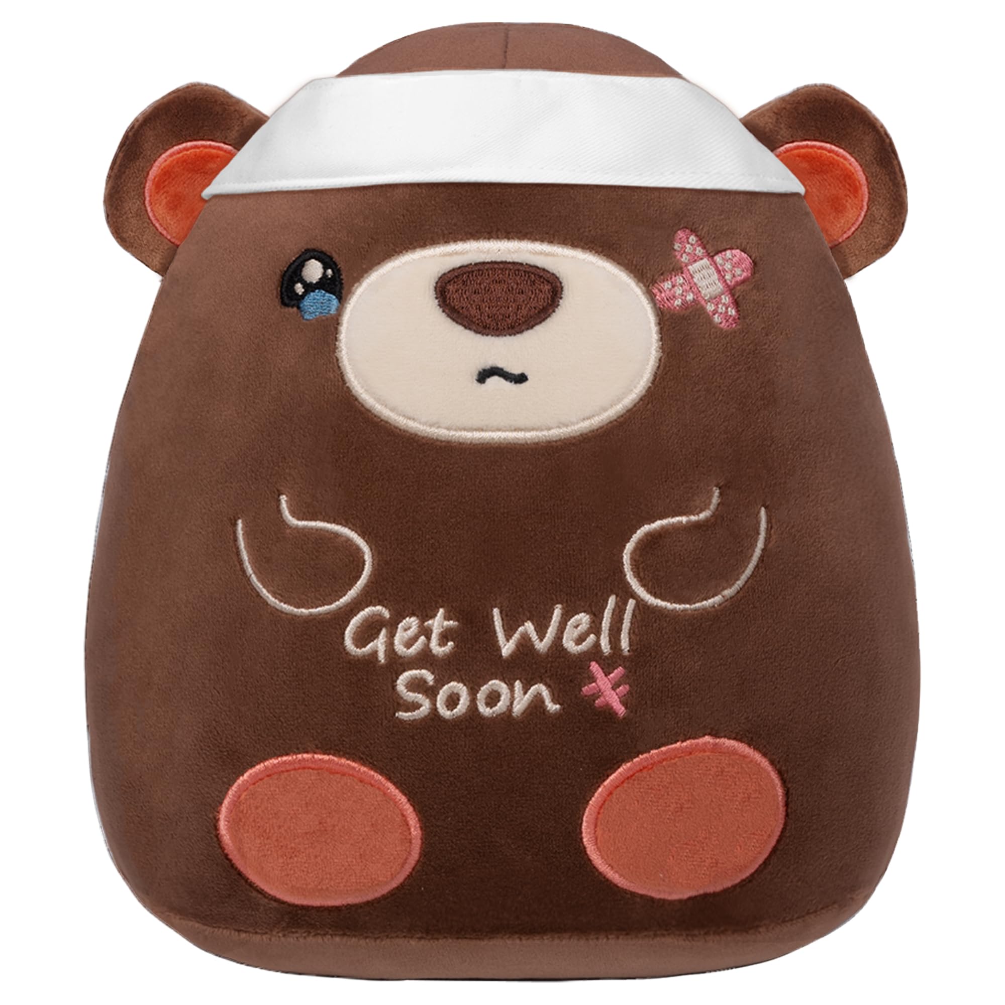 SEAOPOP Get Well Soon Bear Plush: Cute Soft Teddy Bear with Bandage Stuffed Animal, Feel Better Plushies Toy, Get Well Gifts for Recovery Kids Women Patient After Surgery