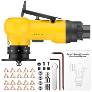 AMTOVL Air Chamfer Tool, Mini Pneumatic Chamfering Machine, 30000 RPM Pneumatic Chamfering Tool, 45 Degree Air Beveling Machine with 1/4 Inch Air Inlet for Metal, Wood, Acrylic Deburring and Trimming