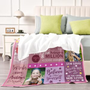 Kendt Personalized 16th Birthday Blanket with Photos,16 Year Old Birthday Gifts for Girl,Custom 16th Birthday Gifts for Girls, Daugther, Sister,Besties,Birthday Decorations(Pink Blanket)