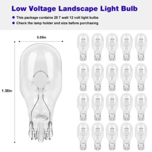 JIOTAR 20 Pcs-7 Watt 12 Volt Landscape Light Bulbs/ T5 Low Voltage Lighting Bulbs Replacement Deck Light Bulbs, Wedge Base Low Voltage Bulb, Cabinet and Automotive Light Bulbs