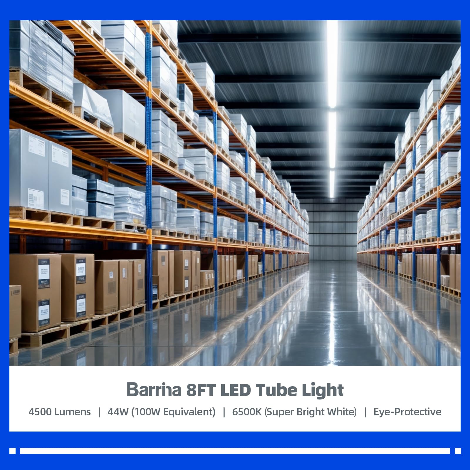 Barrina LED Shop Light, 8FT 5000K, Daylight White, 10 Packs & 8ft LED Bulbs, Single Pin FA8 96" LED Replacement for Fluorescent Fixture, 44W 6500K, 12 Packs