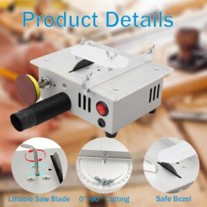 Mini Table Saw, Small Precision Craft Table Saw 7-Speed Adjustable, 96W 5000RPM Desktop Electric Saw Cutter, 1/2" Adjustable Cut Depth, for DIY Woodworking Metal Plastic Acrylic Cutting