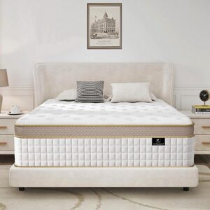 een een sleep king size mattress, upgrade strengthen firm 14 inch hybrid king mattress in a box, mattress king size with high density memory foam and independent pocket springs, strong edge support