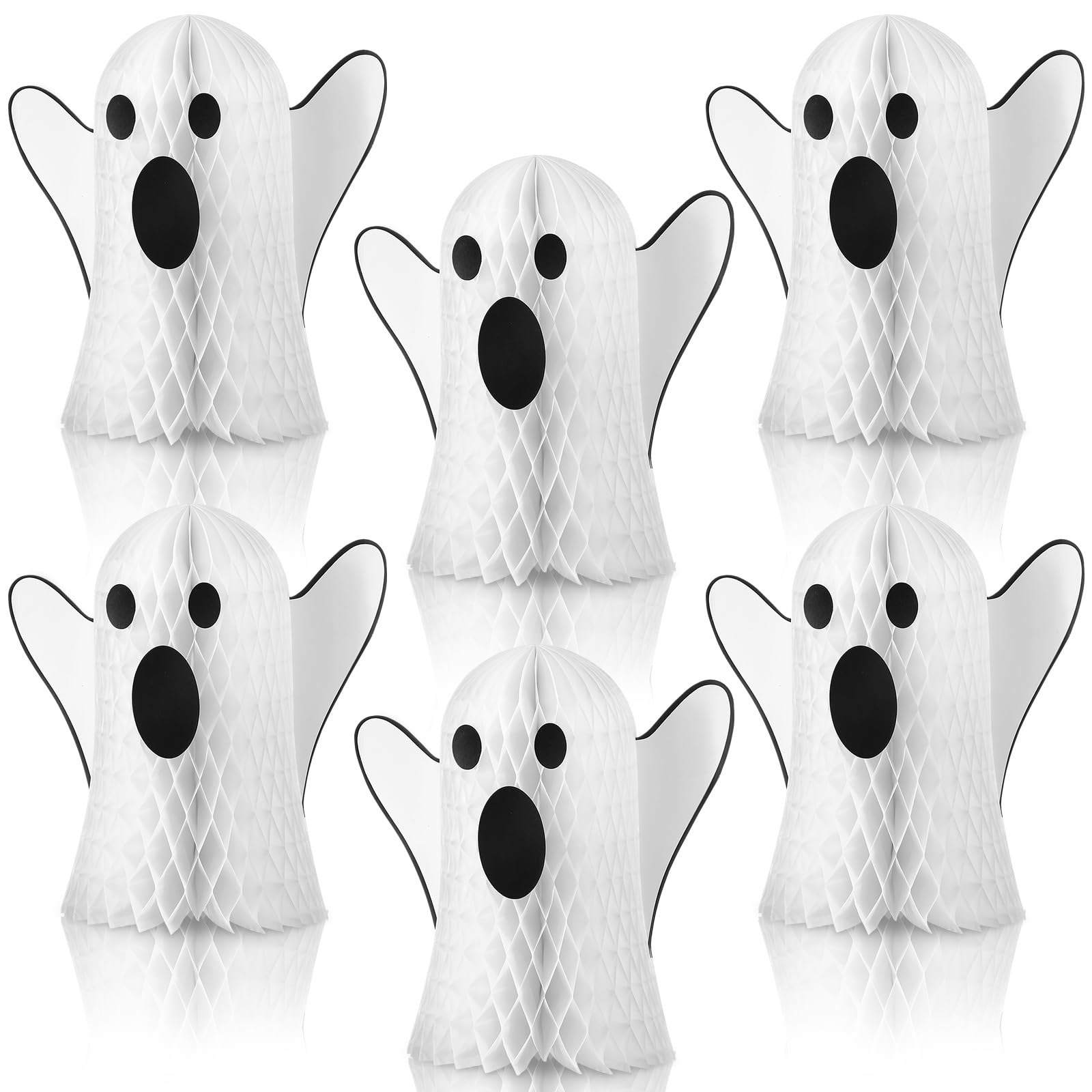 Bencailor Halloween Ghost Table Decorations Halloween Honeycomb Centerpieces Ghost Table Centerpiece Halloween Party Decoration Ghost Table Topper for Halloween Party Home Room Desk Decor (6 Pcs)