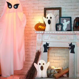 Bencailor Halloween Ghost Table Decorations Halloween Honeycomb Centerpieces Ghost Table Centerpiece Halloween Party Decoration Ghost Table Topper for Halloween Party Home Room Desk Decor (6 Pcs)