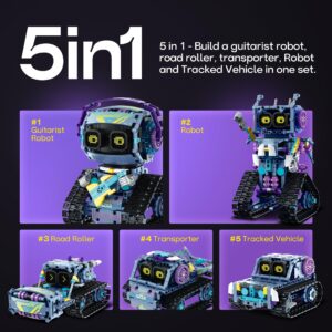 Sillbird Robot Building Kit with Remote Control Christmas STEM Gifts for Kids Boys Ages 8-12, Coding Robotic Projects Creative Toys for Birthday - Build 5in1 Model with 433 Pieces