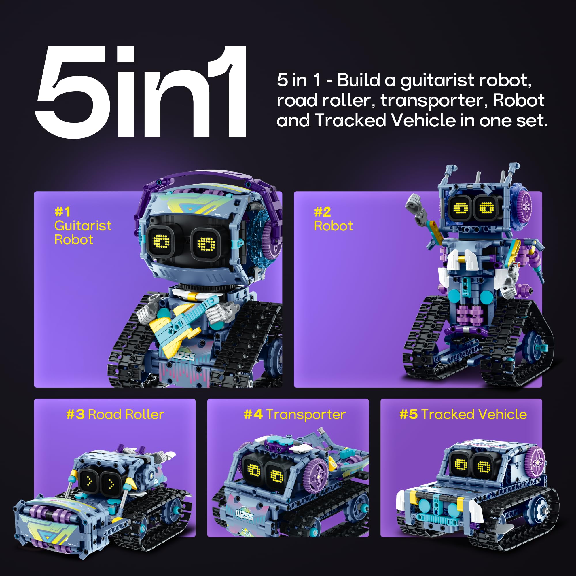 Sillbird Robot Building Kit with Remote Control Christmas STEM Gifts for Kids Boys Ages 8-12, Coding Robotic Projects Creative Toys for Birthday - Build 5in1 Model with 433 Pieces