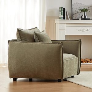 olodumare modern 44’’ chenille arm chair for living room, accent chair for apartment, comfy sofa for small space, soft couch for bedroom, easy to install, light green