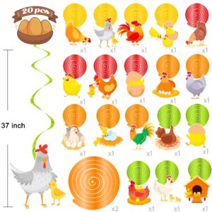 Chicken Hanging Swirls Chicken Party Hanging Ceiling Decorations Chicken Birthday Party Supplies Chicken Theme Swirl Streamers for Farm Chick Baby Shower Decorations