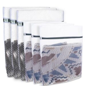 6 pack laundry bag mesh laundry bags,durable zipper mesh bag mesh wash bags lingerie bags for washing delicates laundry bags(3 large 16 x 20 inches, 3 medium 12 x 16 inches)