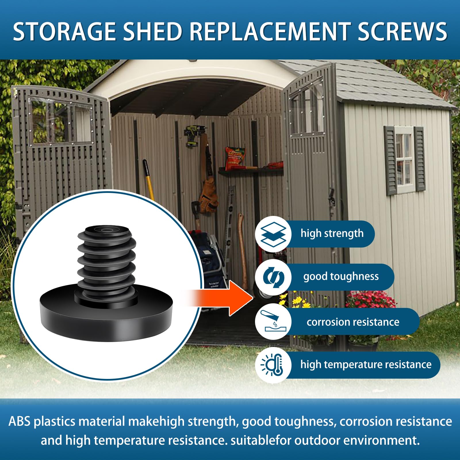 8 Pcs Storage Shed Bolts for Suncast/Craftsmen Resin Storage Shed Replacement Bolts (Black)