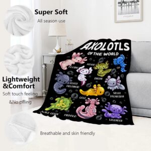 Axolotl Blanket - Cute Axolotl Plush Gifts for Girls Boys Kids Axolotl Lovers - Cartoon Axolotls of The World Fleece Soft Cozy Throw Sheet 50" X 40" Lovely Decor for Couch Sofa Birthday Decorations