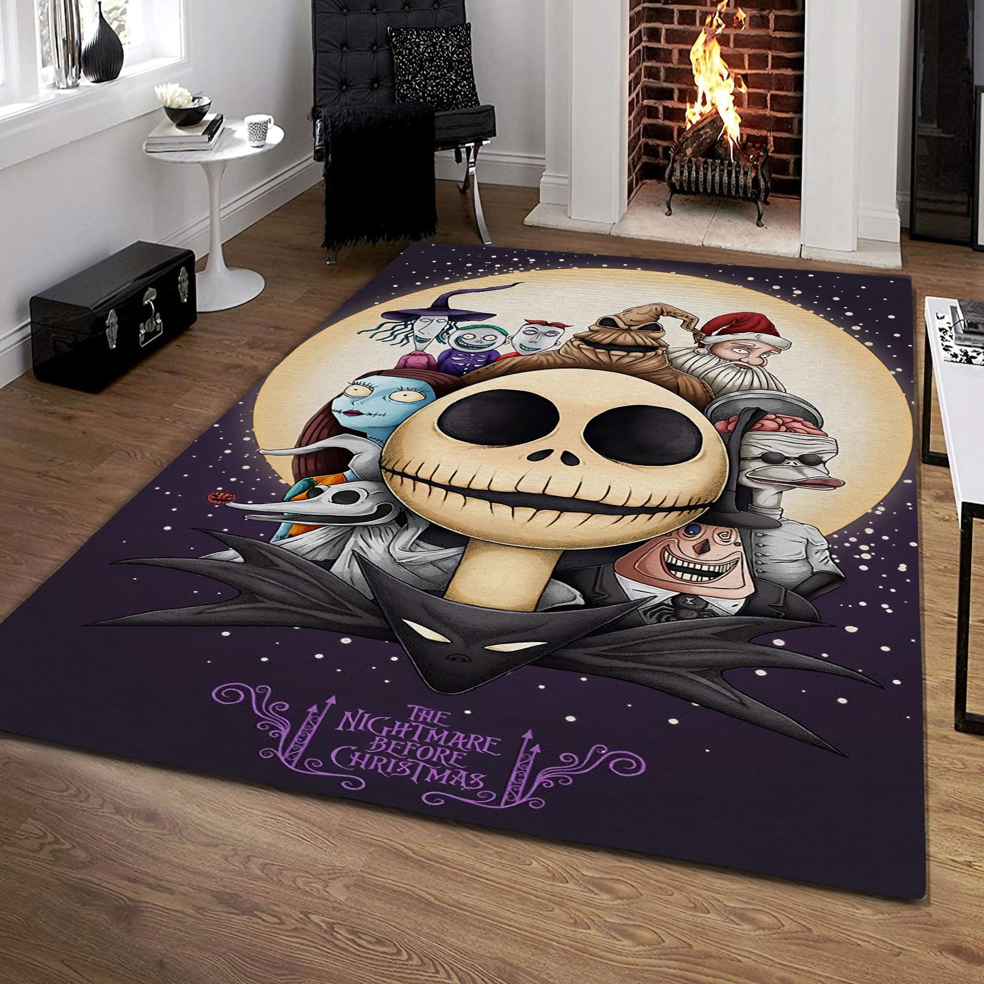 Nightmare Before Christmas Jack Skellington Area Rug – Perfect Christmas Decorations for Halloween! Horror Christmas Nursery Rug, Washable Rugs for Living Room, Bedroom Rug 1 (3x5ft)