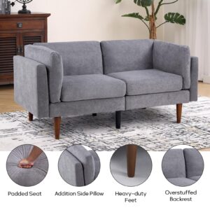 EBELLO Futon Sofa Bed, Soft Chenille Sleeper Loveseat Sofa, Mid Century Modern Futon Couch, Small Sofa Couch for Small Space Living Room, Grey