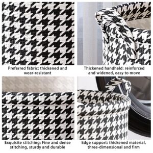 Laundry Basket with Handles,Blanket Basket Storage with Houndstooth,Foldable Fabric Bedroom Hamper,Dirty Clothes Hamper for Living Room,Baby Room (A)