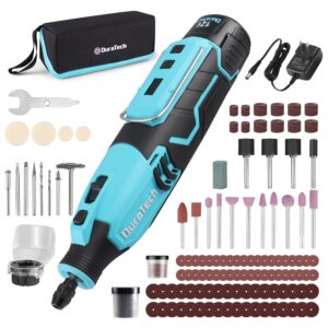 duratech cordless rotary tool kit, 12v rotary tool with 2.0ah rechargeable battery, 5000-35000rpm 7 variable speed, 118pcs accessories for sanding, polishing, carving, cutting, drilling and diy crafts