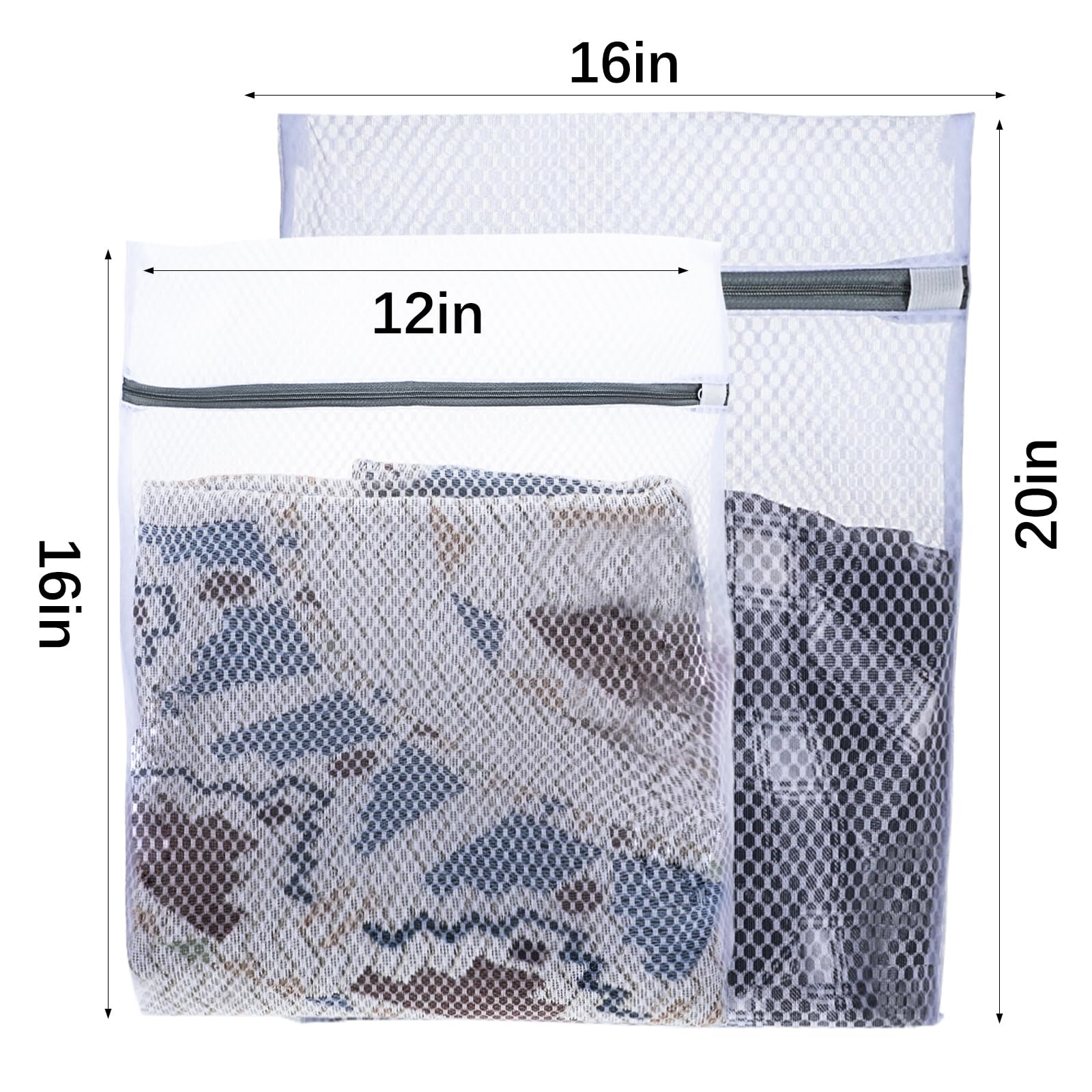 6 Pack Laundry Bag Mesh Laundry Bags,Durable Zipper Mesh bag Mesh Wash Bags Lingerie Bags for Washing Delicates Laundry Bags(3 Large 16 x 20 Inches, 3 Medium 12 x 16 Inches)