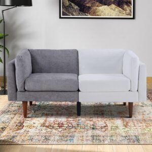 EBELLO Futon Sofa Bed, Soft Chenille Sleeper Loveseat Sofa, Mid Century Modern Futon Couch, Small Sofa Couch for Small Space Living Room, Grey