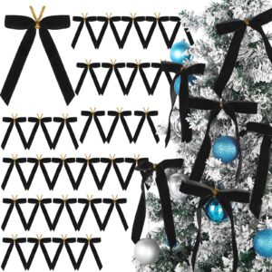 riceshoot 30 pcs 6 x 8 inches velvet christmas bow, rustic crafts gift bows for christmas tree, christmas garland, large gifts, parties, indoor or outdoor christmas decorations(black)