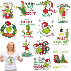 gygot 12 sheets christmas iron on transfers for t-shirts,christmas heat transfers vinyl,ready to press decals for t-shirts clothing diy crafts (christmas)