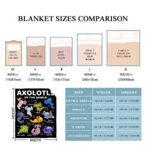 Axolotl Blanket - Cute Axolotl Plush Gifts for Girls Boys Kids Axolotl Lovers - Cartoon Axolotls of The World Fleece Soft Cozy Throw Sheet 50" X 40" Lovely Decor for Couch Sofa Birthday Decorations