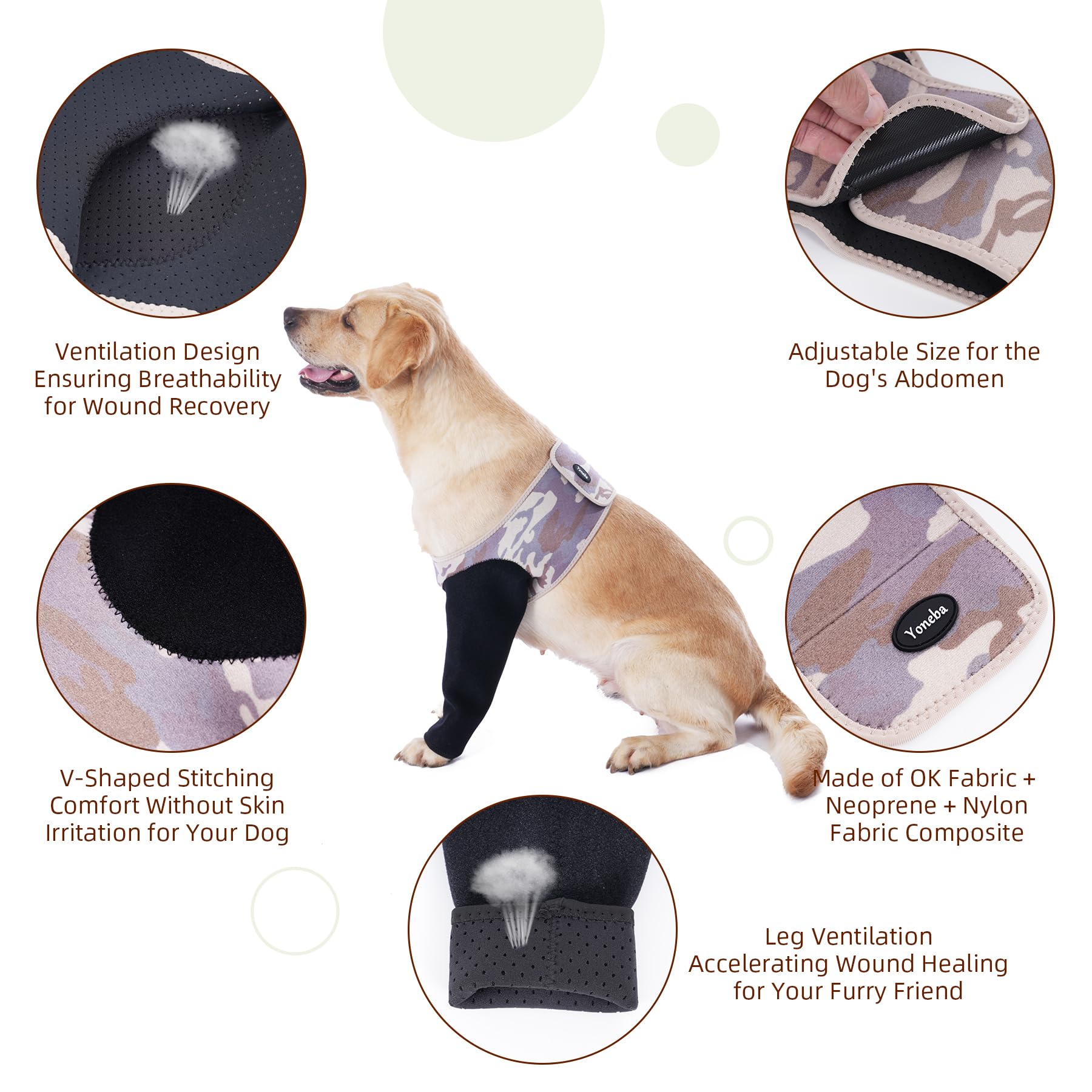 Dog Recovery Sleeve, Dog Recovery Suit, Abrasion Resistant Dog Recovery Sleeve Front Leg, Washable 3mm Thick and Breathable, Pet Wounds Prevent Licking, Bite, Being Wet (Small, Single Leg)