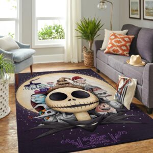 nightmare before christmas jack skellington area rug – perfect christmas decorations for halloween! horror christmas nursery rug, washable rugs for living room, bedroom rug 1 (3x5ft)