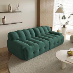 86.6inch Modular Sectional Couch,Oversized Loveseat Sofa, 3D Mesh Fabric Comfy Cloud Sofa Couches, Curved Couch for Living Room, Office, Apartment,No Assembly Required (Green, 86.6")